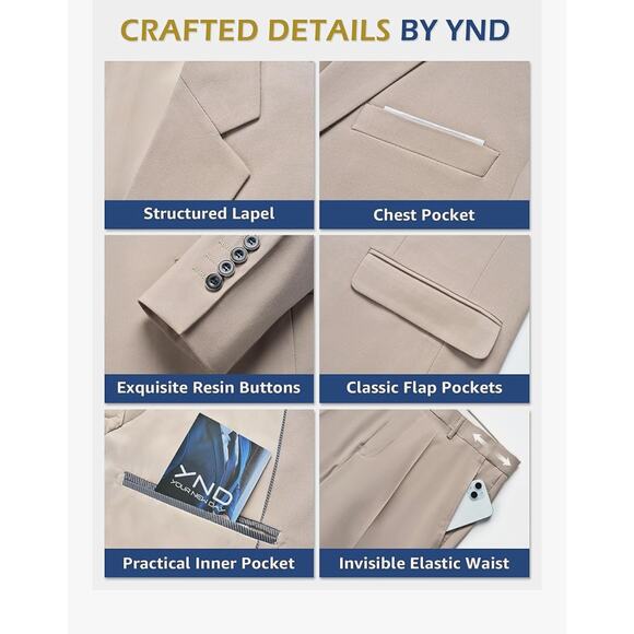 Brand New Men's Tan 3 Piece Suit Blazer, Vest & Pants Regular Fit Size: Medium - Picture 3 of 5